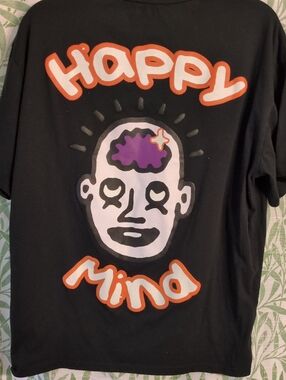 Forever 21 Black Short Sleeve Tee with Orange, White & Purple Graphic